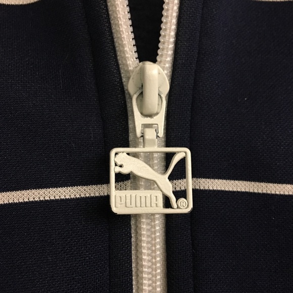 Puma track jacket retro vintage Navy & Cream SZ M - Picture 4 of 5